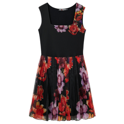 Desigual sukienka plisowana letnia kwiaty